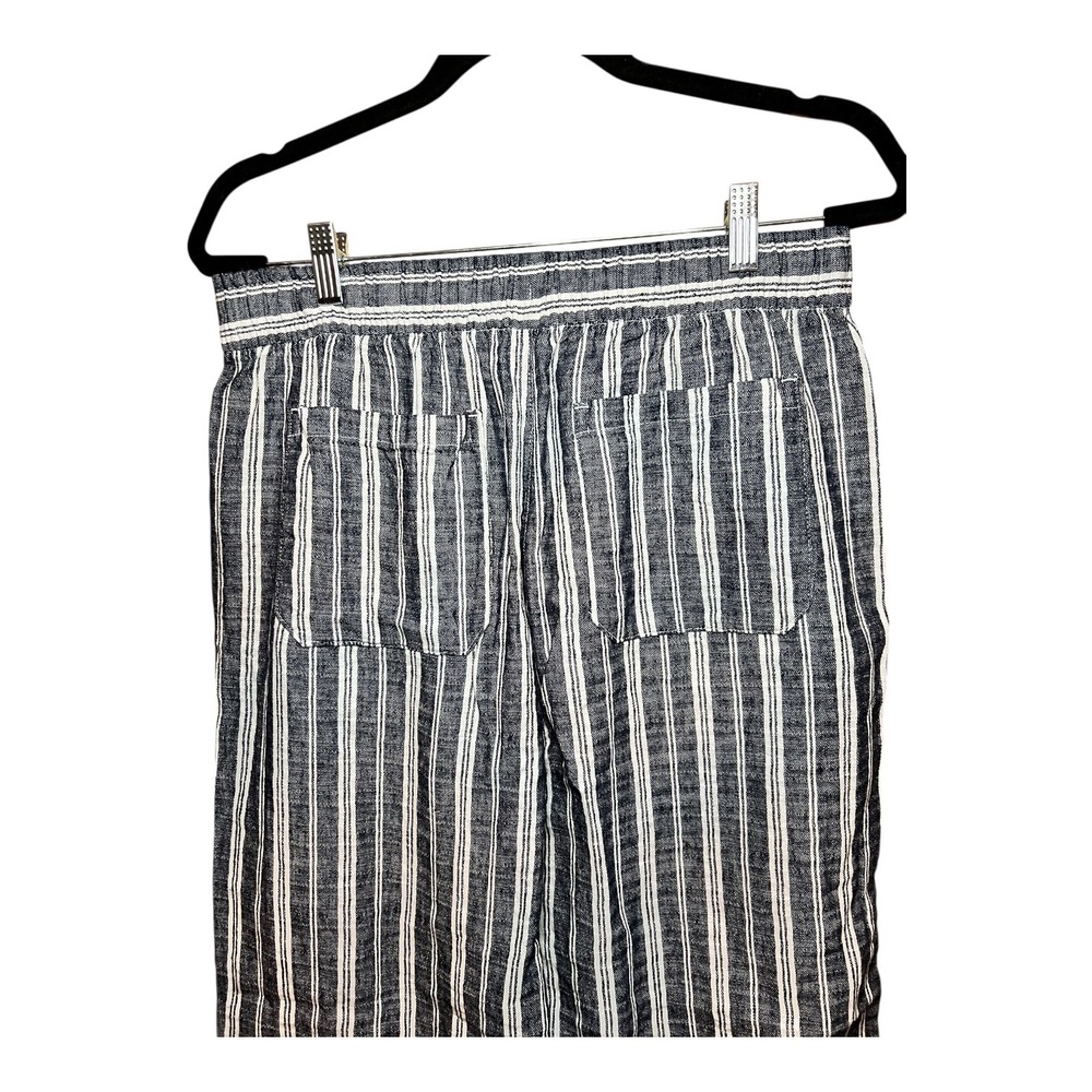 Old Navy Womens High Rise Wide Leg Linen Blend Striped‎ Pants Navy White Size M - Picture 2 of 6